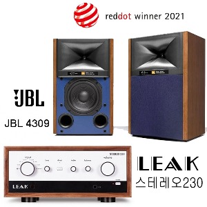 LEAK(리크) Stereo230 인티앰프 + [삼성전자 수입 정품] JBL 4309 스튜디오 모니터 월넛(블루그릴)
